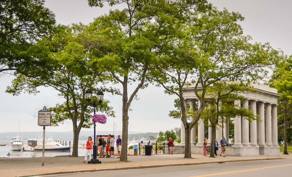 Temple protecting Plymouth Rock in Plymouth MA