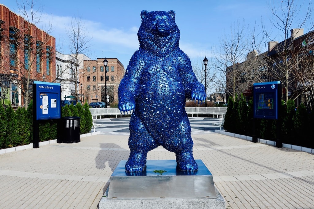 Sparkly Blue Bear sculpture Hyattsville MD