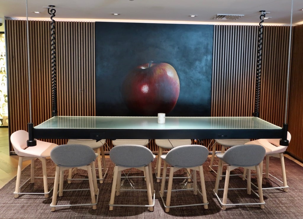 Hotel Zena Lobby table Apple art