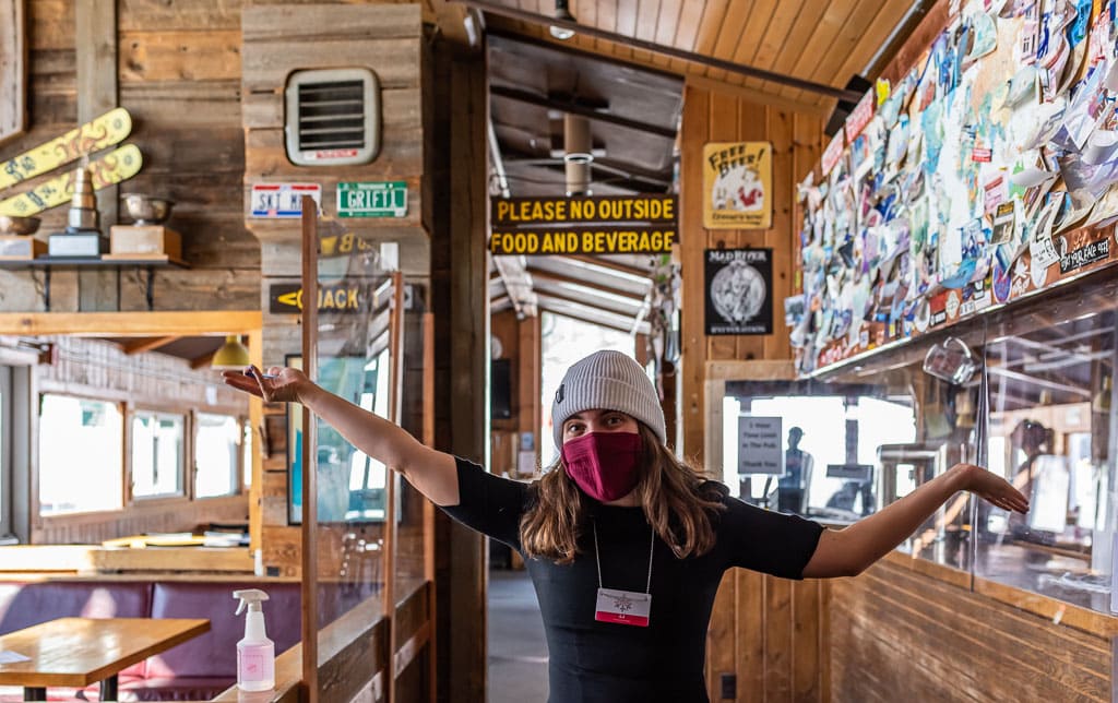 LJ Montgomery offers a friendly greeting at General Stark's Pub.