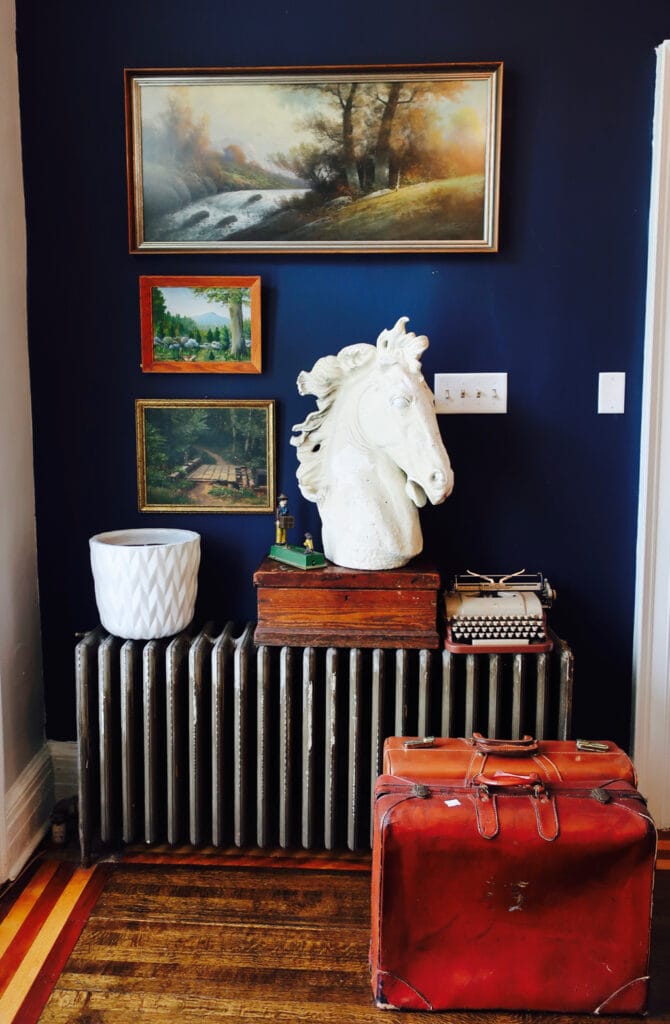 Navy Blue wall entry foyer Gardner Farm Inn NY