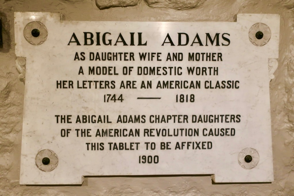 Abigail Adams plaque at First Parish Church Quincy MA