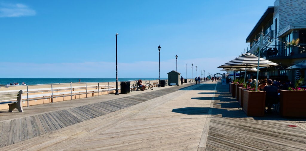 Asbury Park boardwalk and beach.