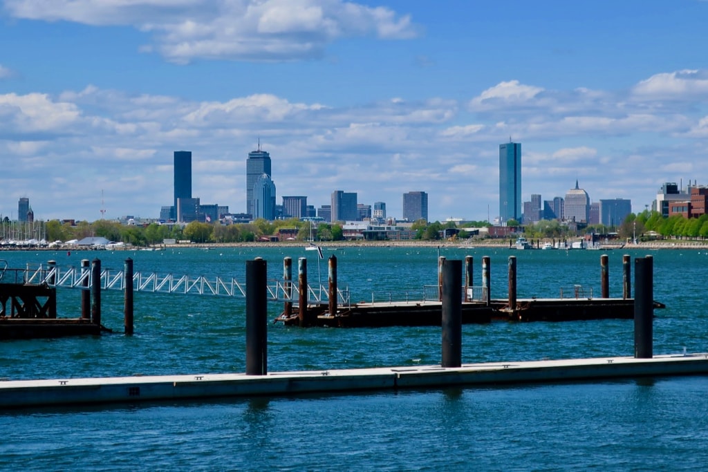 View of downtown Boston from Marina Bay Quincy MA