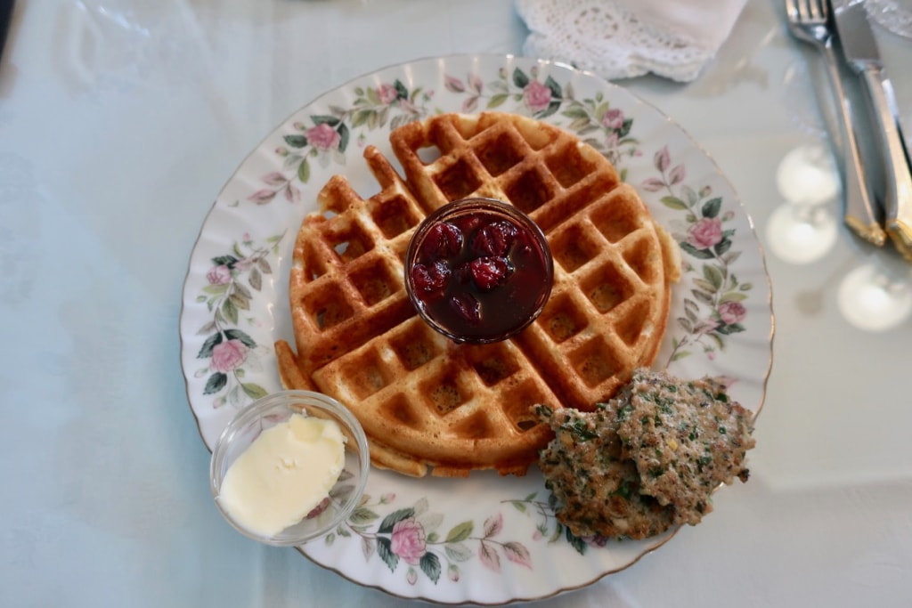 Waffles and from scratch chicken sausage Rosemont Inn Utica NY