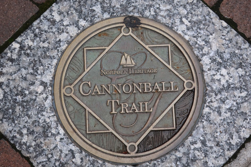 Cannonball Trail plaque in sidewalk Norfolk VA