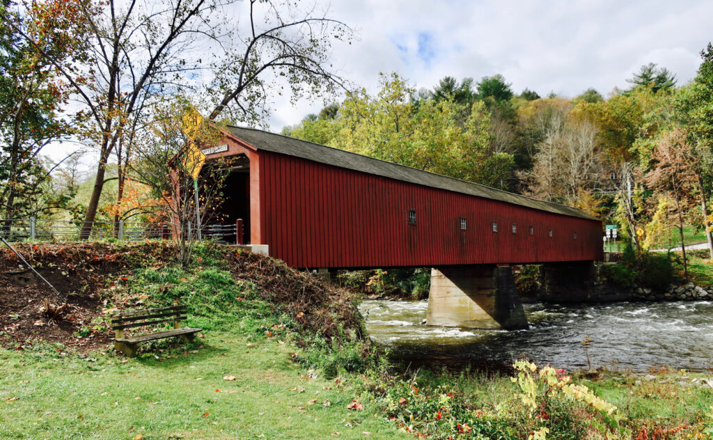Cornwall CT red Covered Bridge in Fall