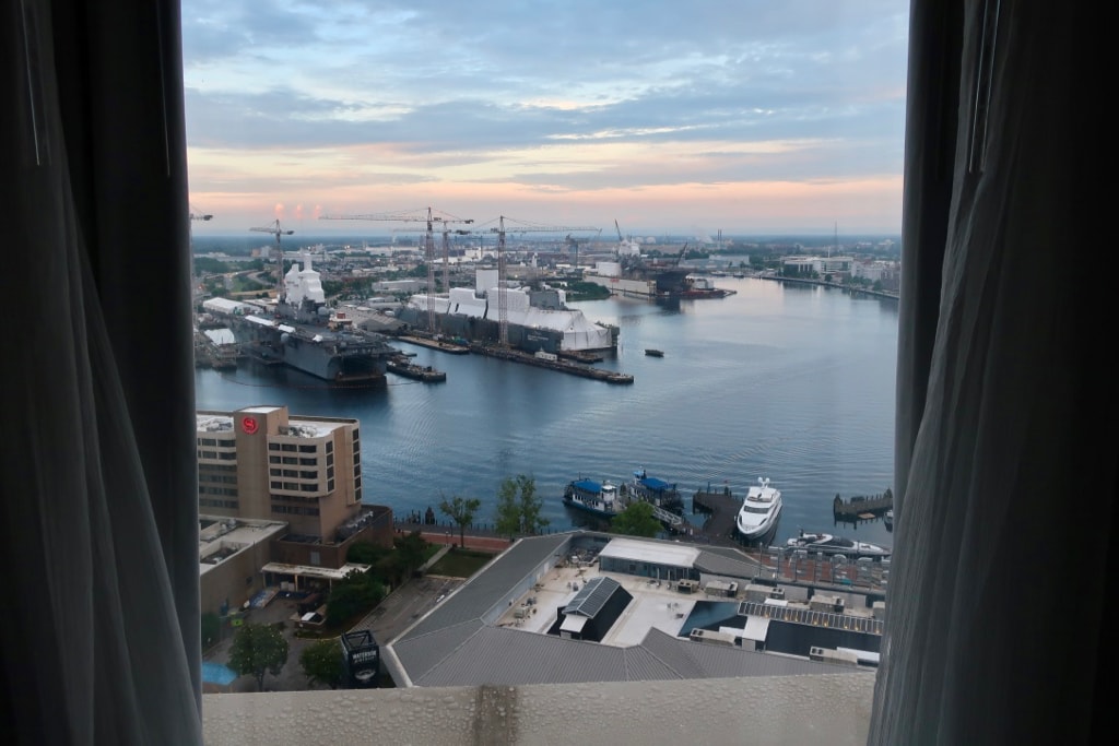 Norfolk Harbor views from Marriott Waterfront 24th floor