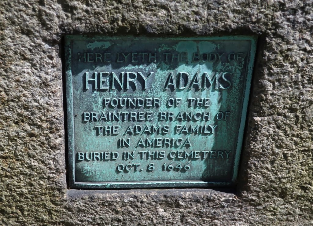 Henry Adams 1640 Gravestone marker Quincy MA