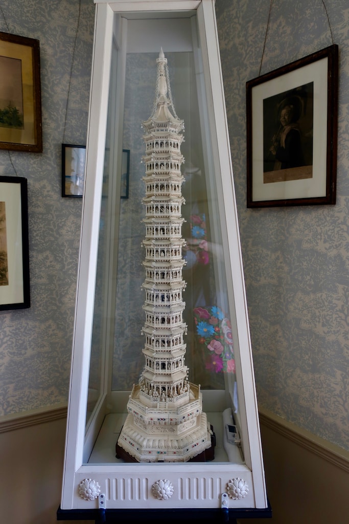 Elaborate ivory tower from China at Quincy House Quincy MA