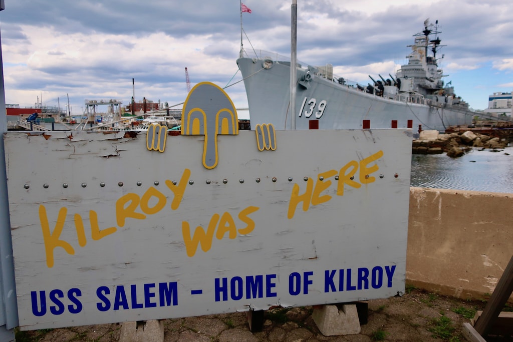 Kilroy Was Here Sign originated at Quincy Shipyard WWII 