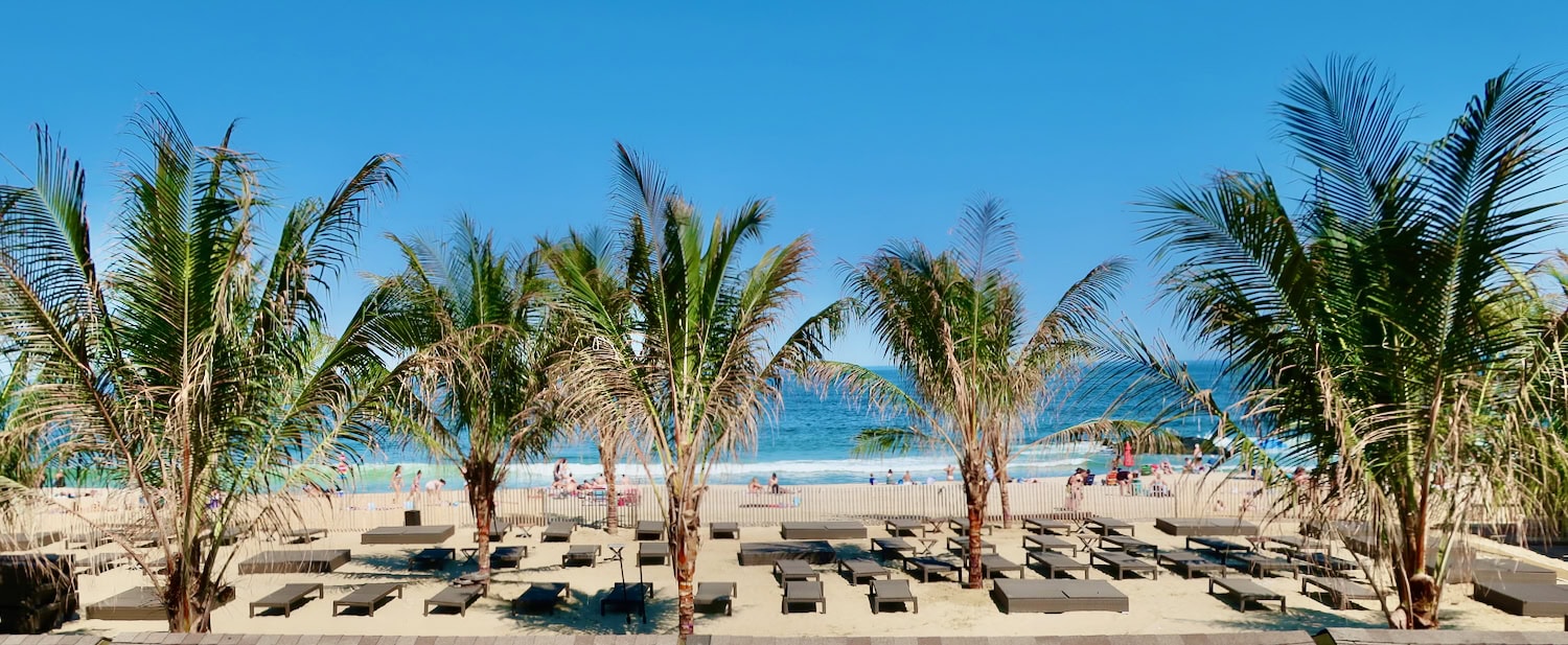 Long Branch NJ Beach with shipped-in palm trees.