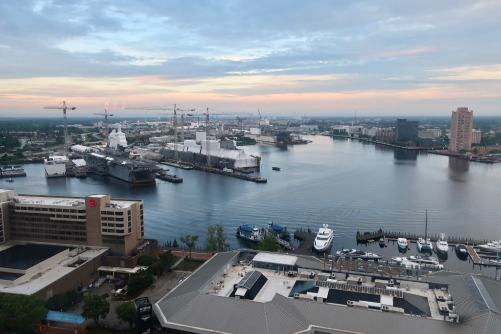 Norfolk Waterfront Marriott View of Norfolk VA Harbor