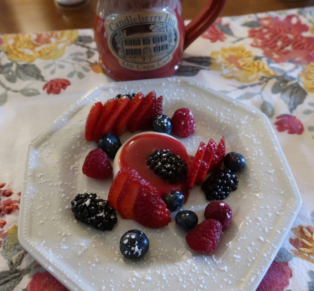 Panna Cotta Raspberry Coulis Breakfast Candleberry Inn MA