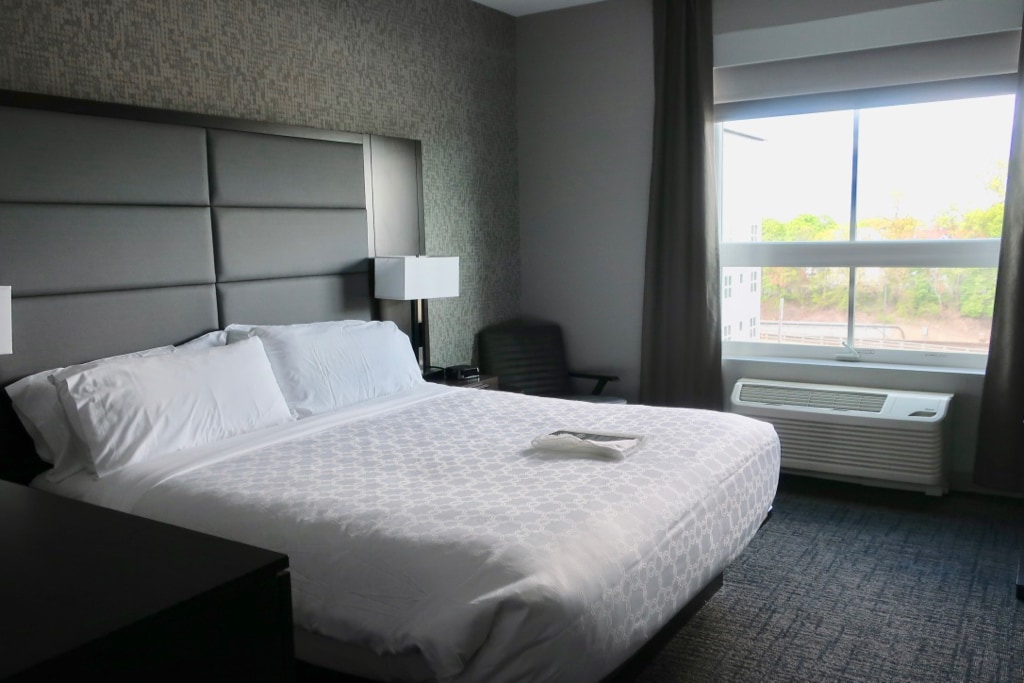 Handsome grey hued room Staybridge Suites Quincy Ma