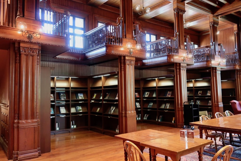 Study nooks atop periodical section Thomas Crane Library Quincy MA