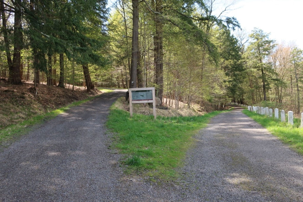 Switchback trail at Roscoe Conklin Park designed by Olmstead Bros Utica NY