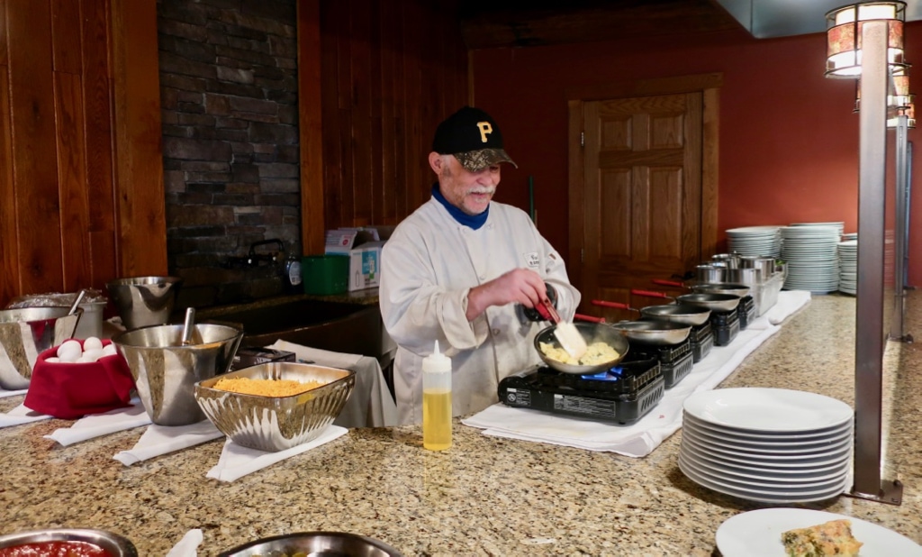 Carl makes omelets every morning at Seven Springs Mountain Resort Hotel