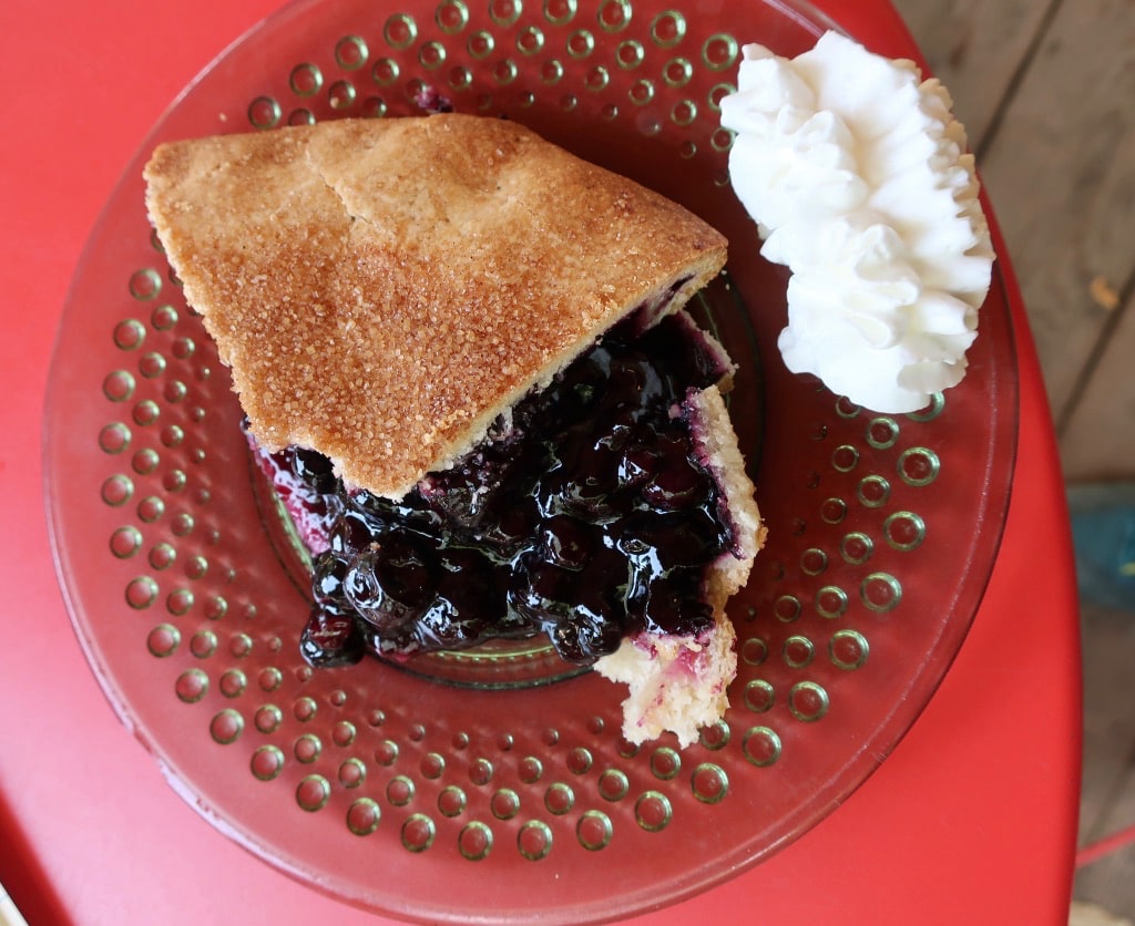 Fresh baked blueberry pie at Greendance Winery Mt Pleasant PA