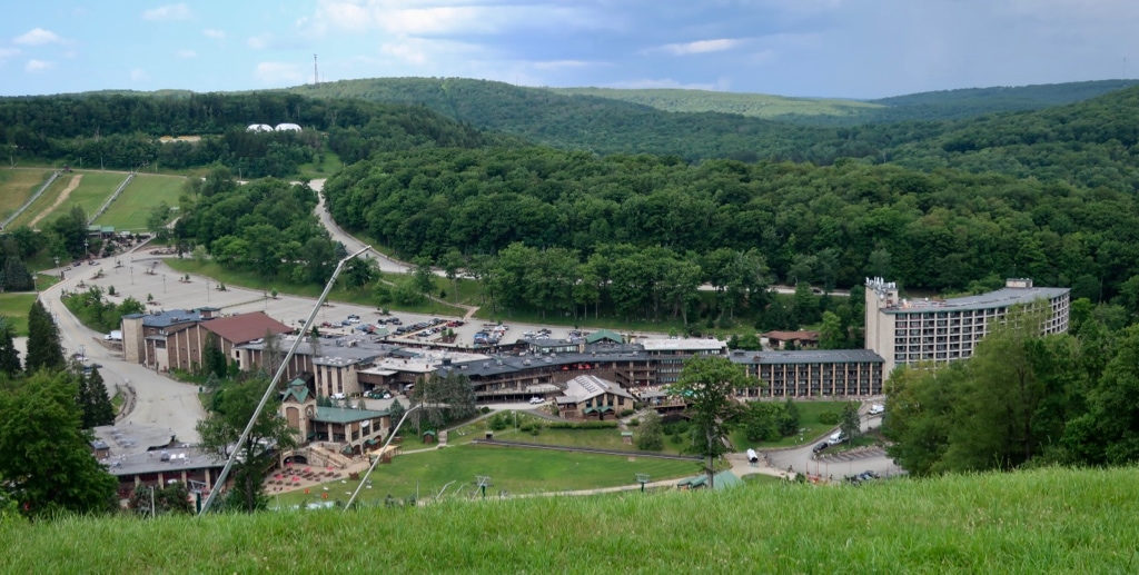 Overview of Seven Springs Mountain Resort from top of Ski Hill 
