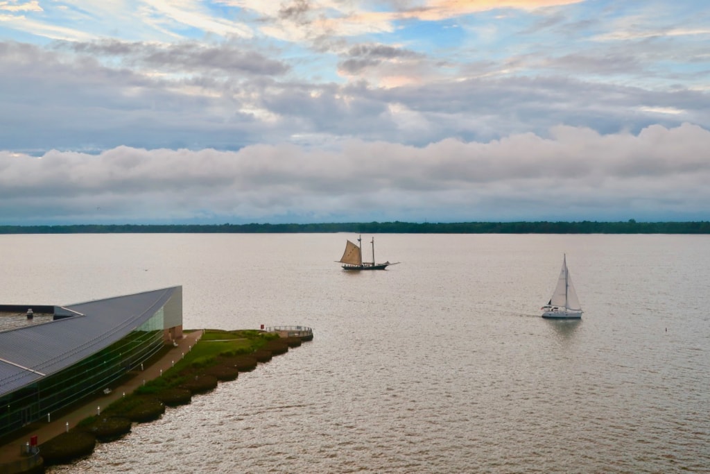 Sunset view of Presque Isle Bay from Bayfront Sheraton Hotel Erie PA