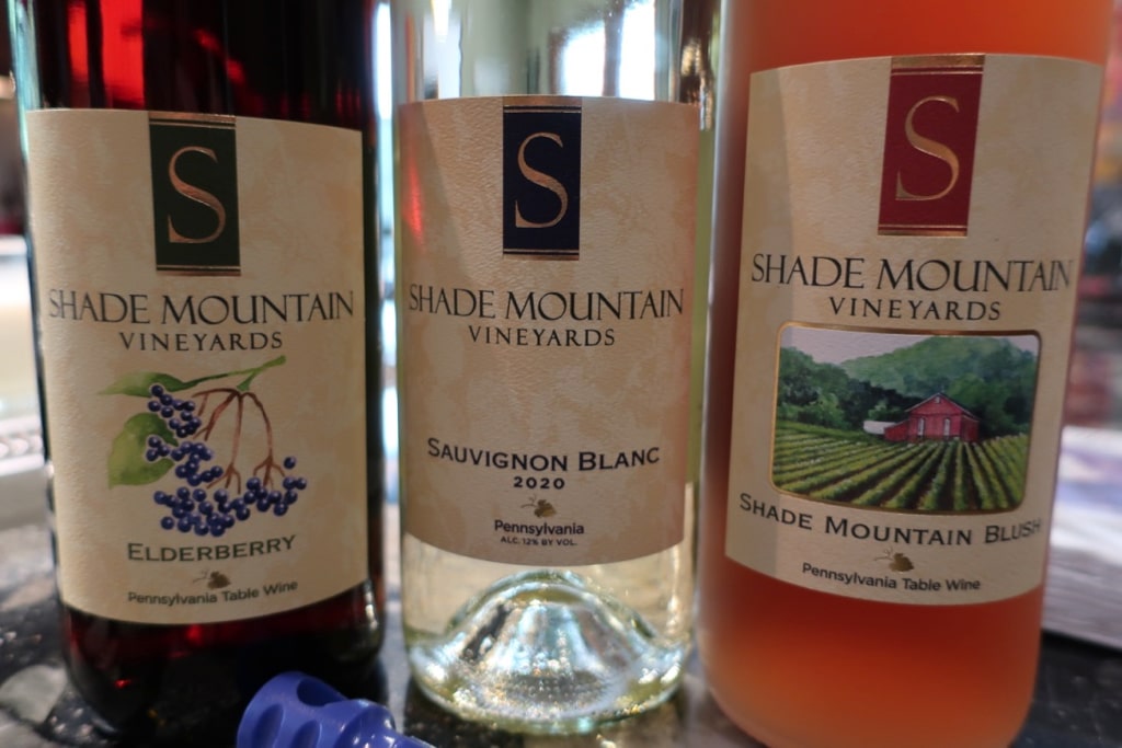 Bottles of Shade Mountain Winery wine PA