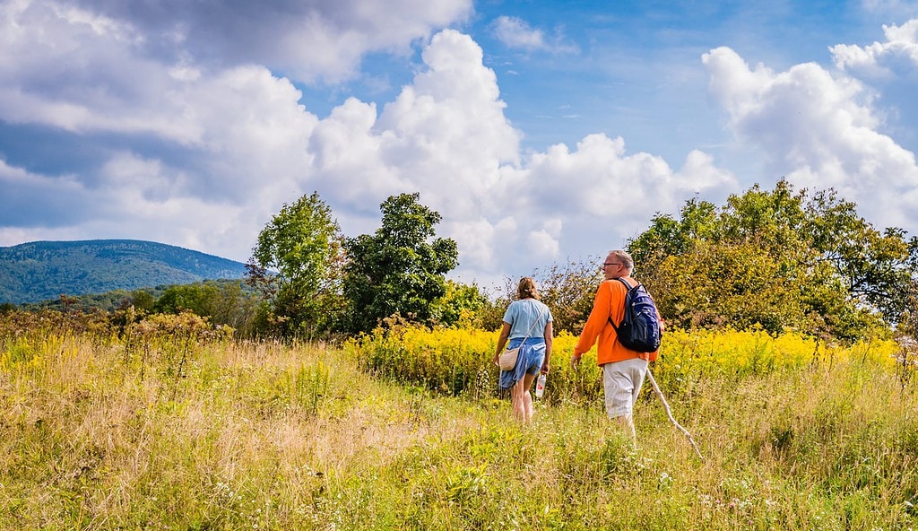 Couple hiking at Beauty Spot on Appalachian Trail