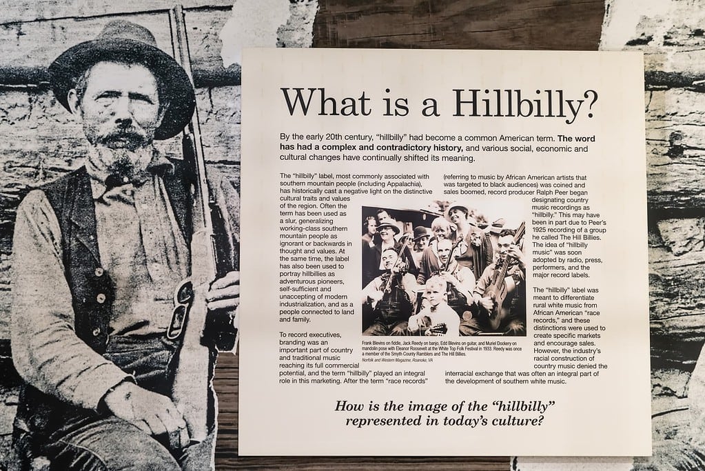 What is a Hillbilly? poster at Birthplace of Country Music in Bristol VA