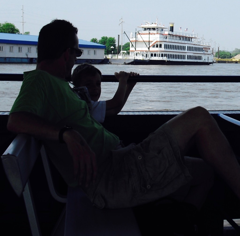 View of Celebration Belle Riverboat at dock Moline IL