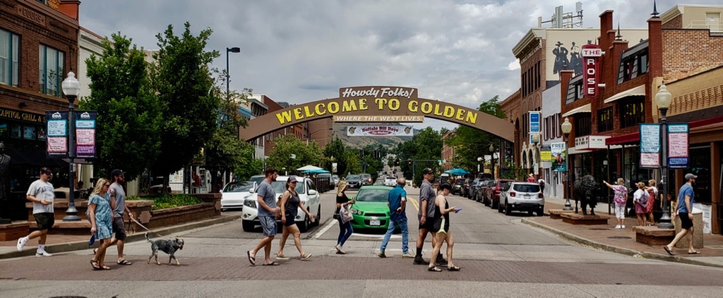 Welcome to Golden CO sign downtown Golden