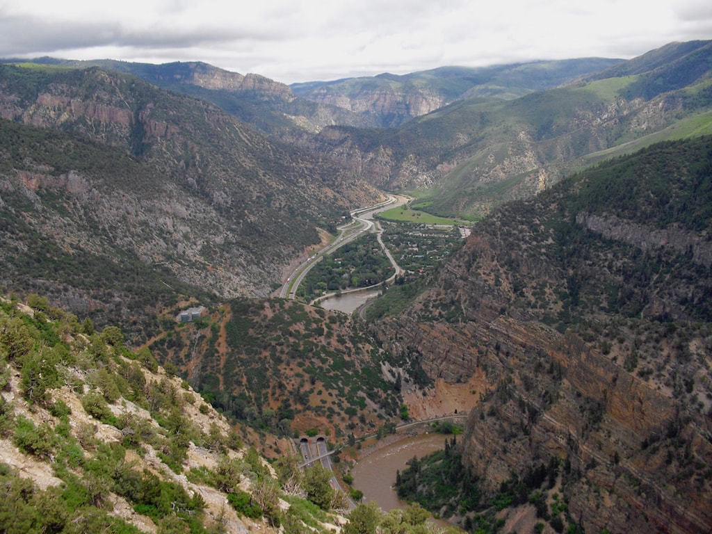 Aerial view of Glenwood Canyon and I-70 US Route 6 CO