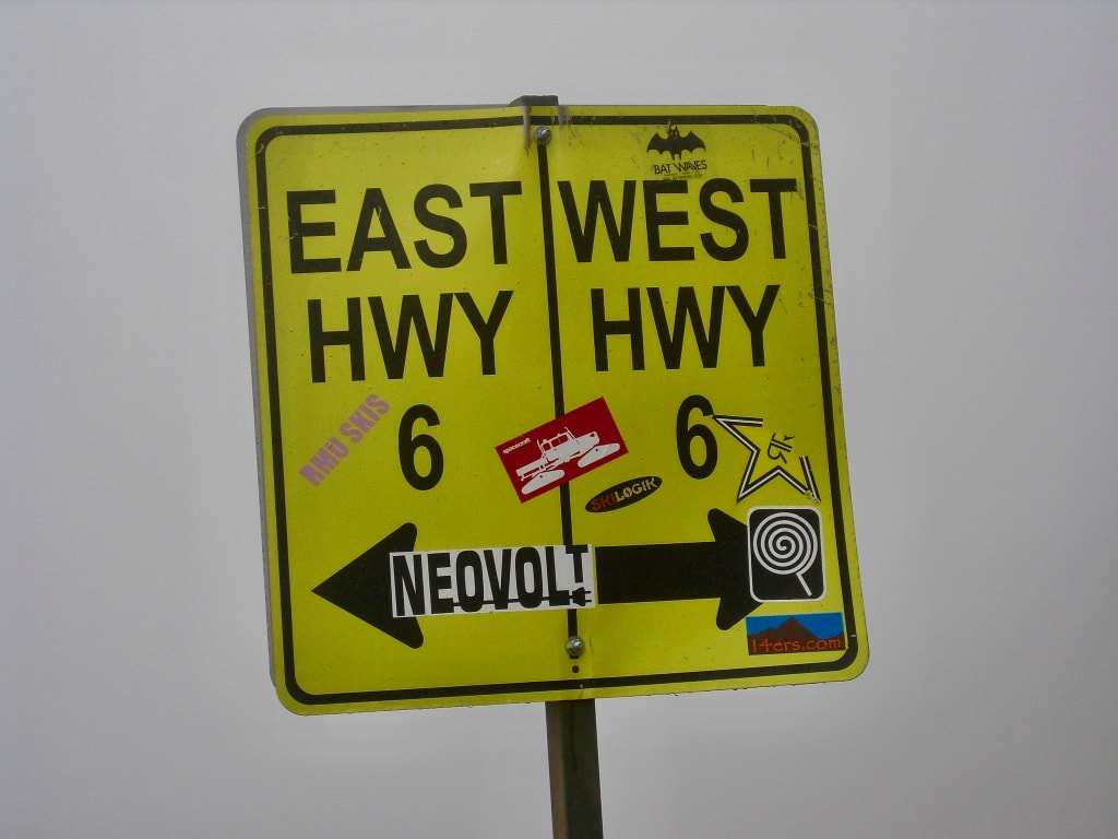 Hwy 6 sign on Loveland Pass CO