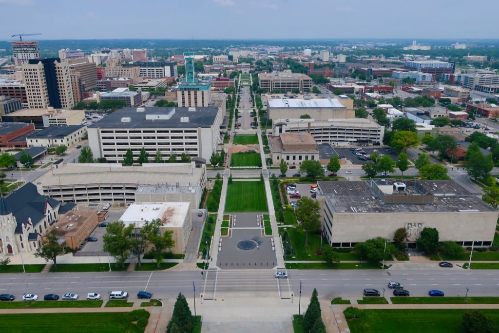 View from the top of Nebraska State Capitol tower in Lincoln