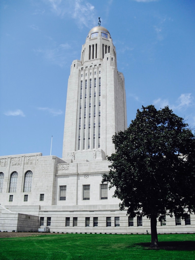 Nebraska State Capitol Building with The Sower scupture on top