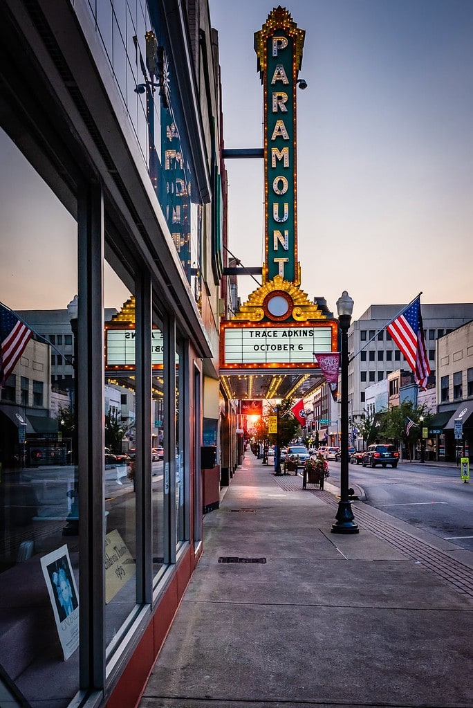 Paramount Theater marquee announcing Trace Adkins concert.