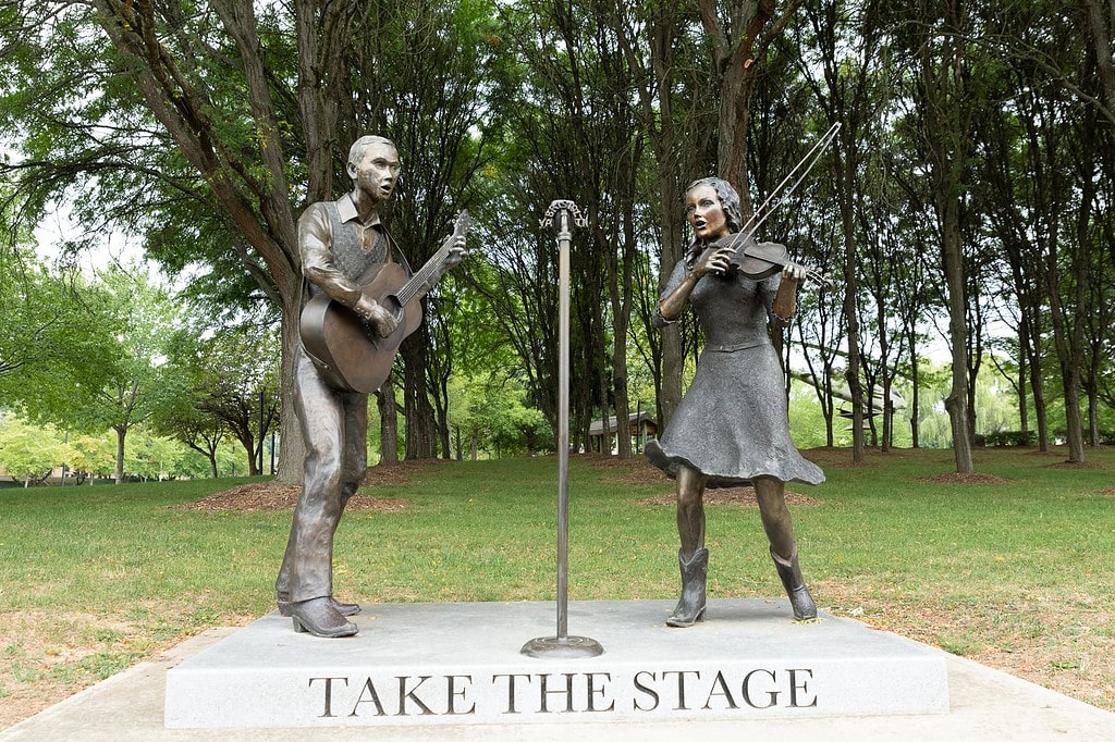 Take The Stage bronze statues of country singers.