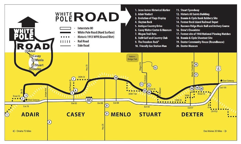 White Pole Road former US Route 6 Iowa