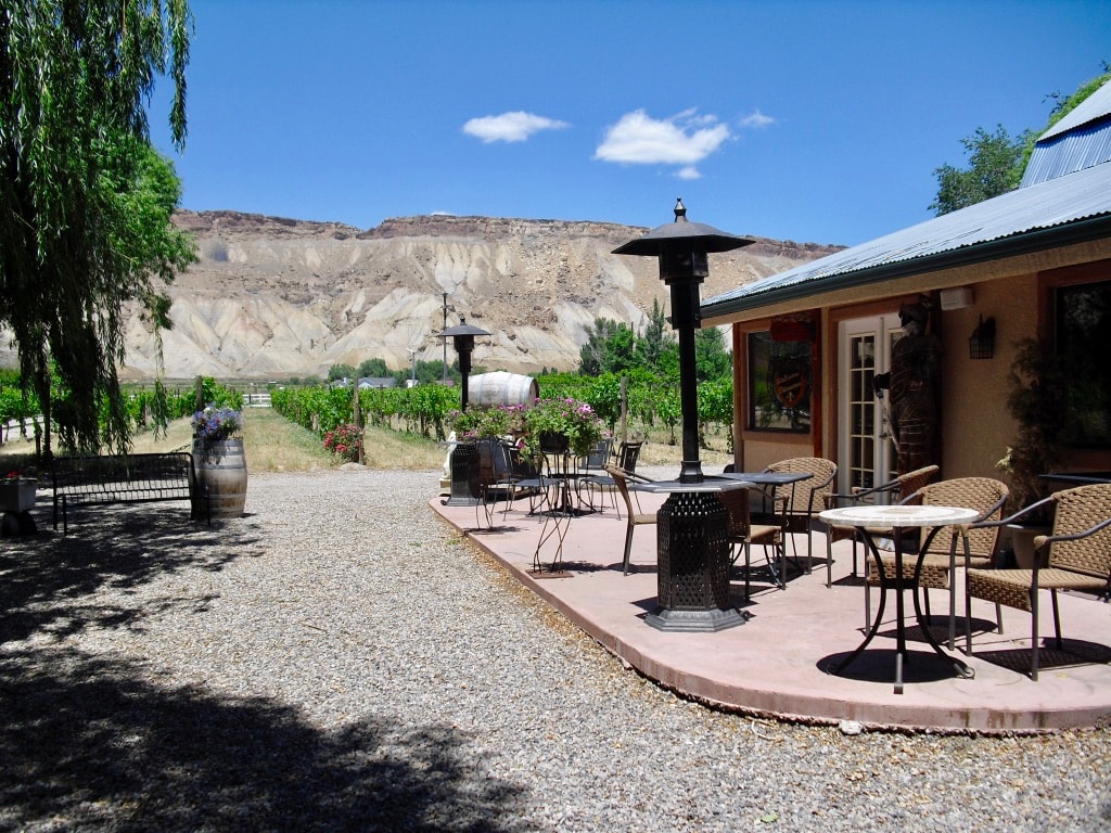 Winery tasting room with Bookcliffs in background