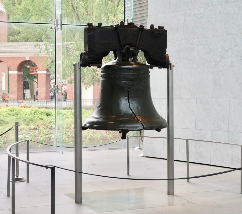 Close up of cracked Liberty Bell Philly PA