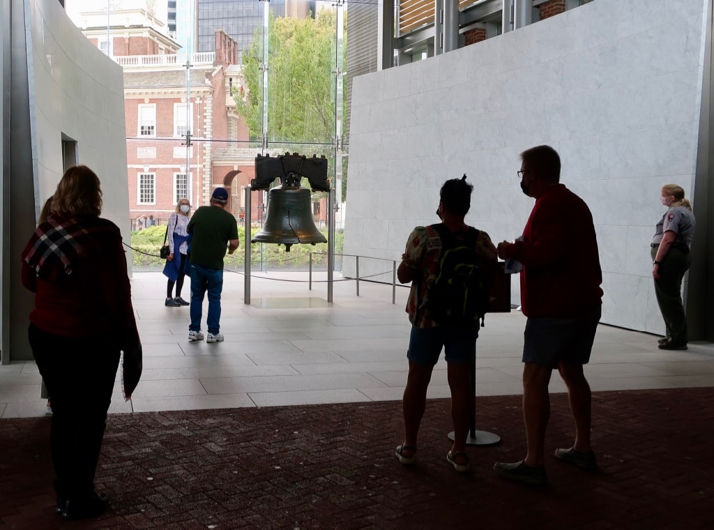 Liberty Bell with tourists Philadelphia PA