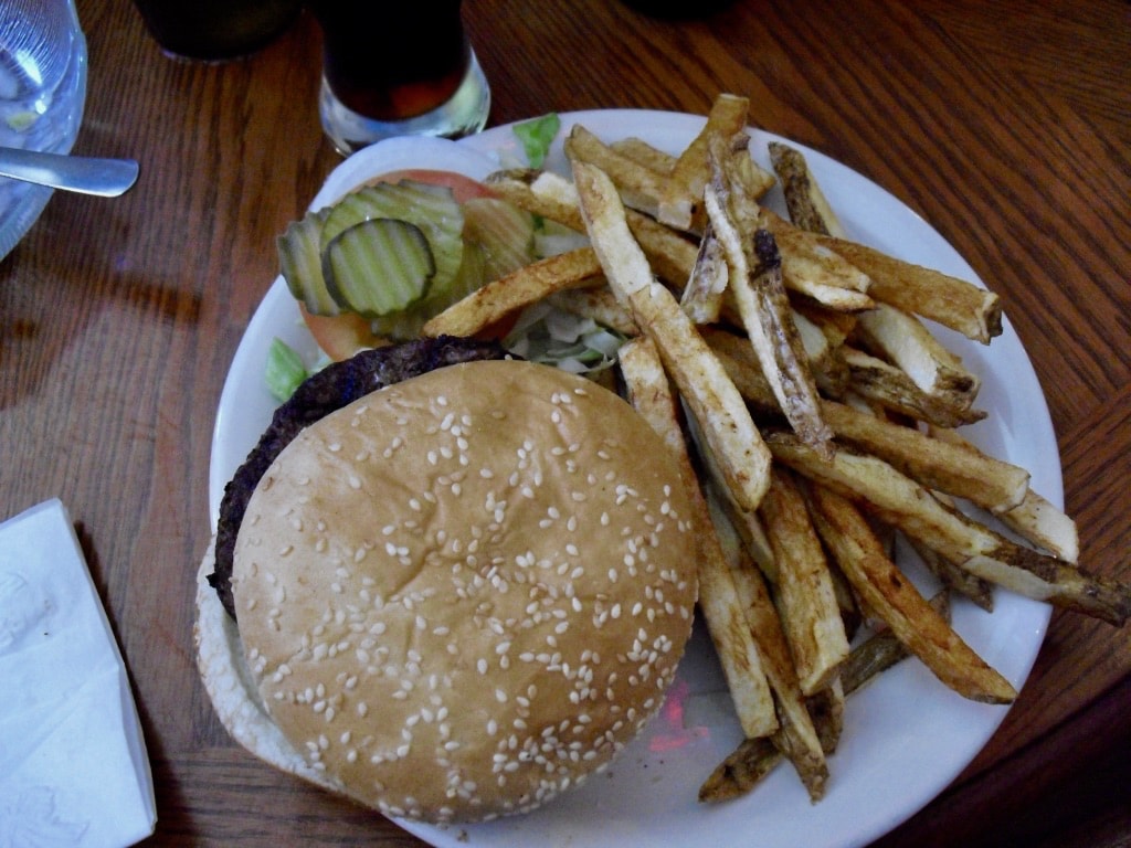 Post whitewater rafting burger at Ray's Tavern, Green River UT