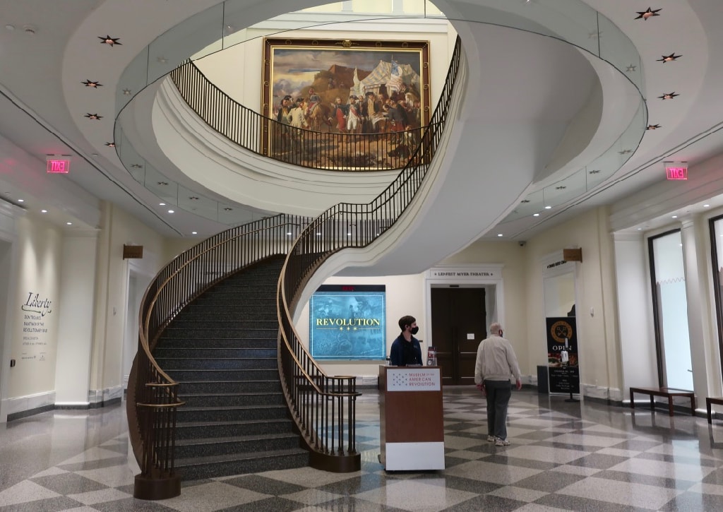 Staircase to exhibits at Museum of the American Revolution Philadelphia PA