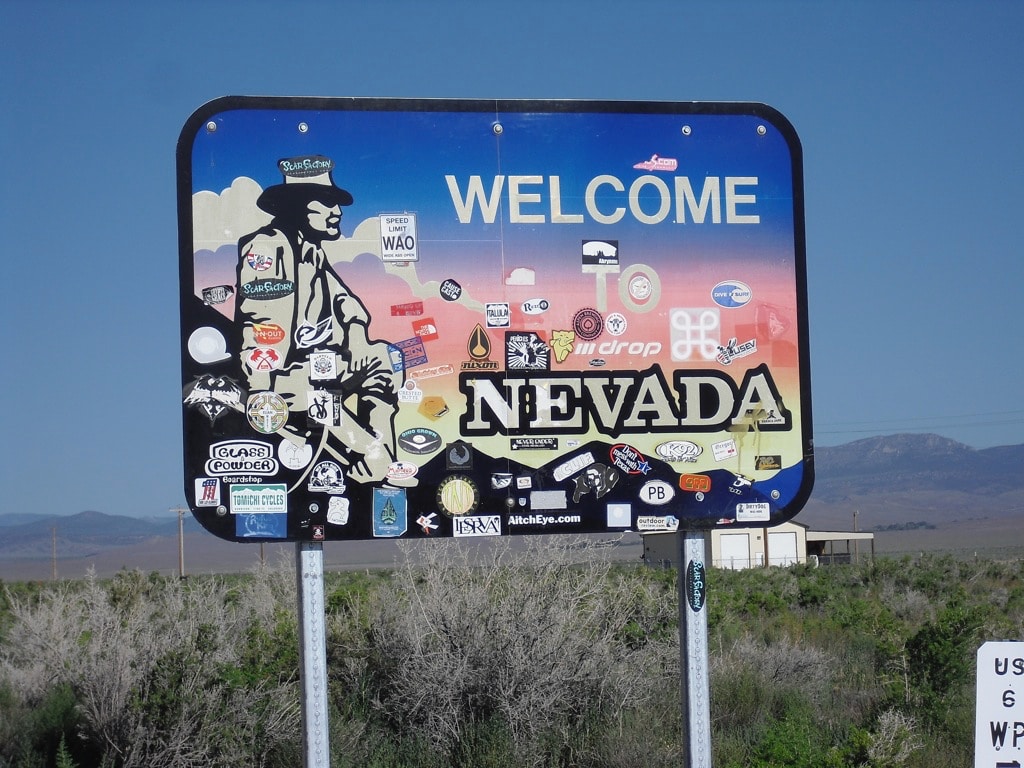 Welcome to Nevada sign Route 6 NV