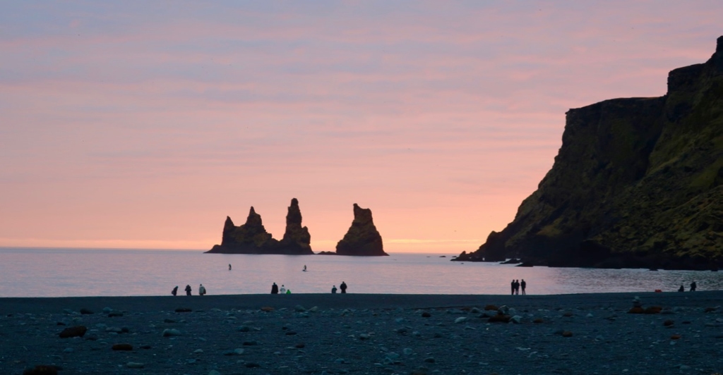 Black Beach rock formations offshore Vik Iceland