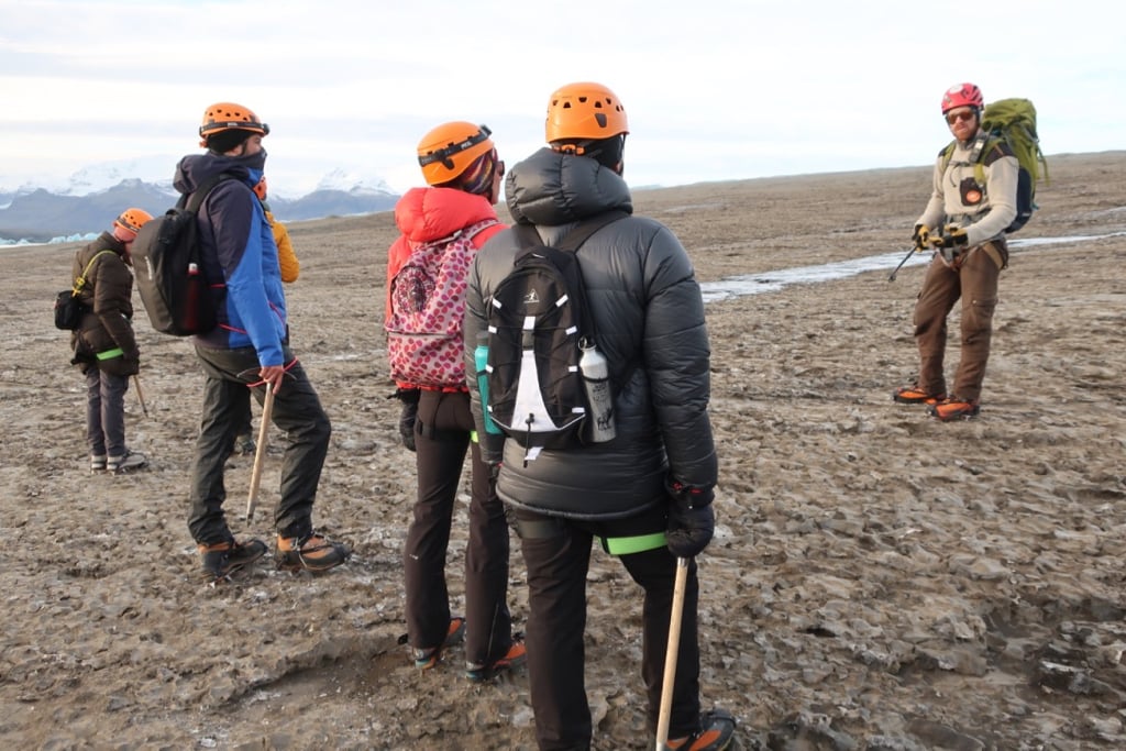 Glacier hike and ice cave tour with ice-axe and crampons