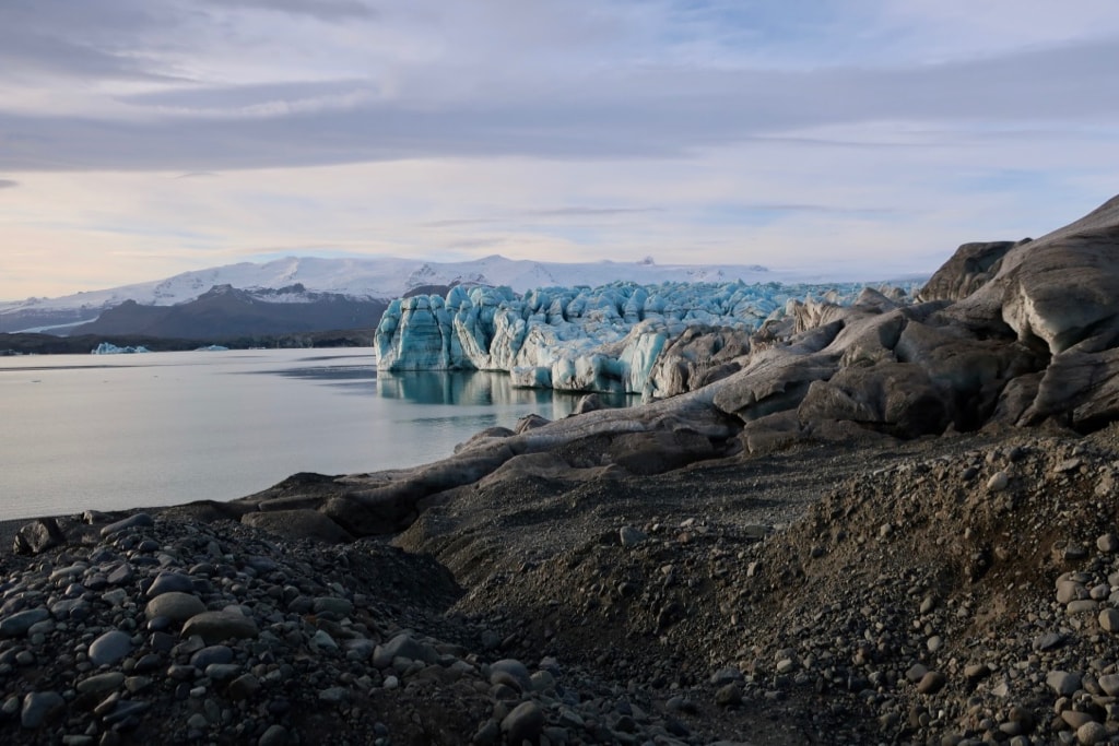 Rare view of Glacier Lagoon from rear side on Glacier Hike