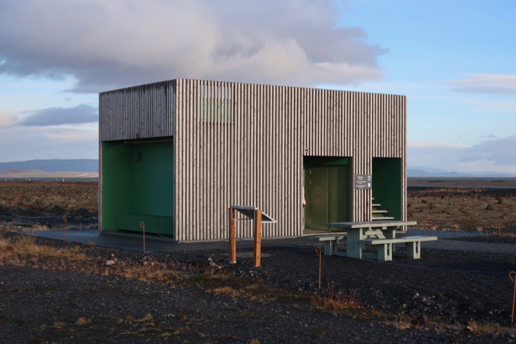 High tech stand alone bathroom on Route 1 Southern Iceland