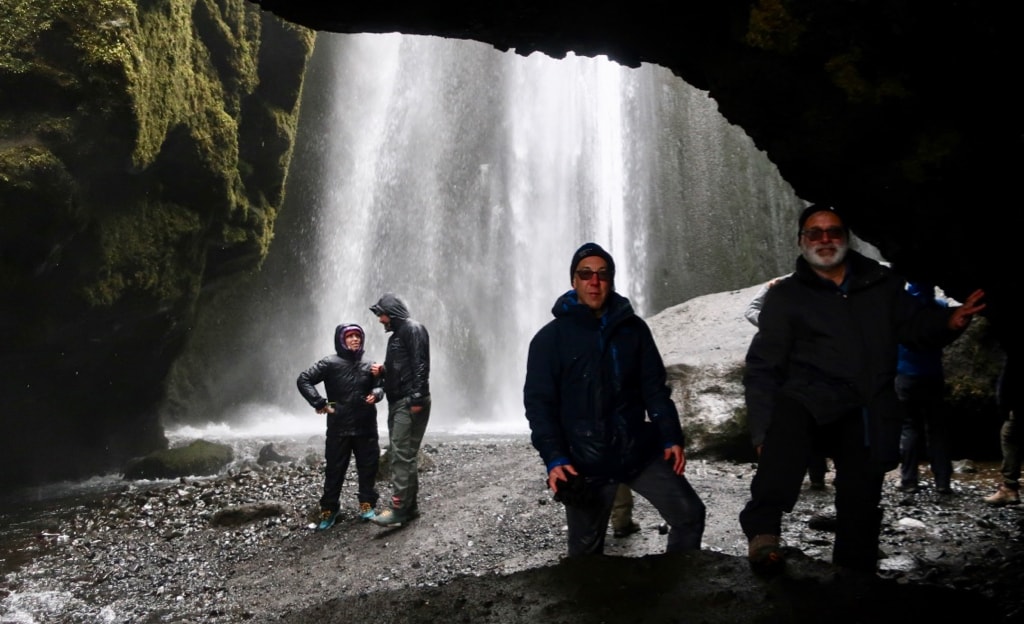 Inside Gljufrabui Waterfall cave 