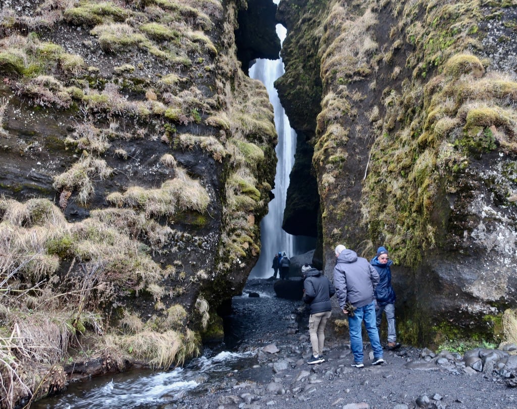 Peeking into Gljufrabui Waterfall Iceland