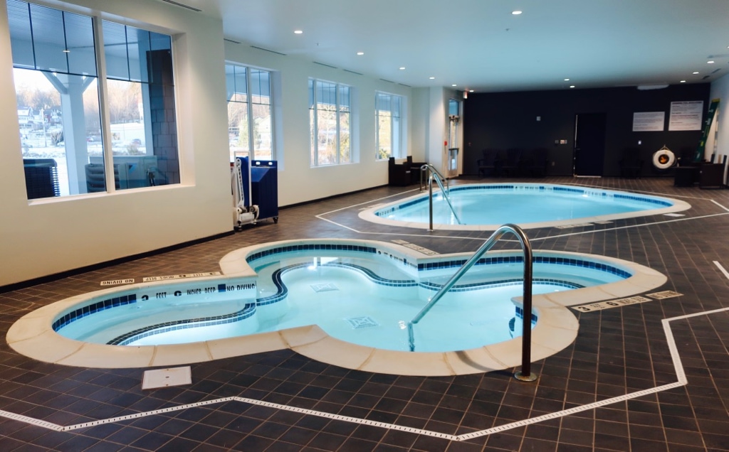 indoor pool and hot tub at Saranac Waterfront Lodge NY